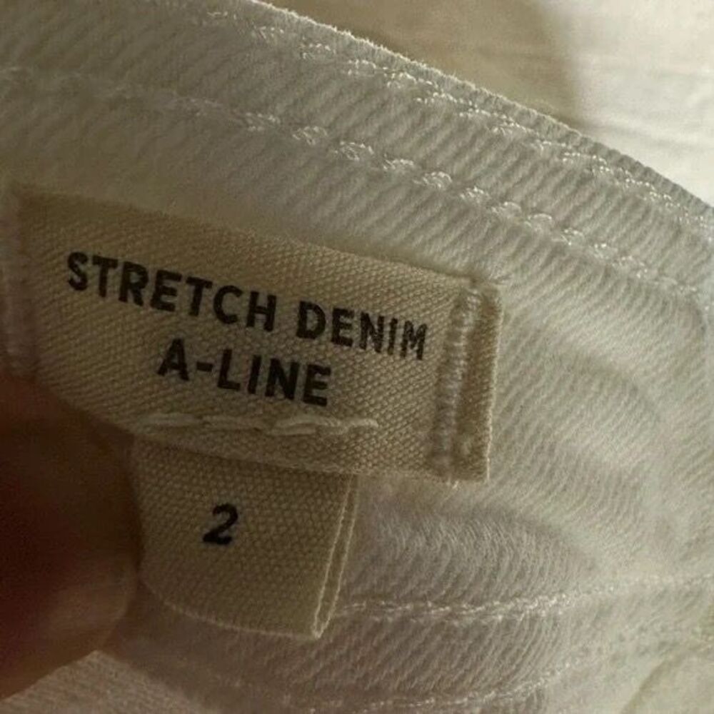 Madewell Stretch Denim A-Line Button Front Mini Skirt in Tile White Size 2 - Picture 6 of 10